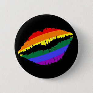 Rainbow Lips 2 Inch Round Button