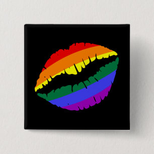 Rainbow Lips 2 Inch Square Button
