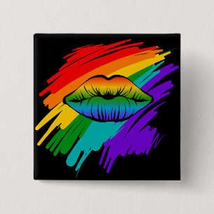 Rainbow Lips 2 Inch Square Button