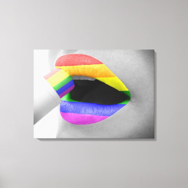Rainbow Lips Canvas Print (Front)
