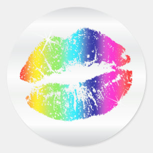Rainbow Lips Classic Round Sticker