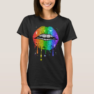 Rainbow Lips Lgbtq Gay Lesbian Pride Month Women G T-Shirt