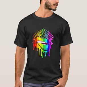 Rainbow Lips Lgbtq Lgbt Pride Month Rainbow Flag T-Shirt