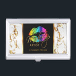 Rainbow Lips on Gold & White Marble Business Card Holder<br><div class="desc">Professional Business Card Holders in a Rainbow Lips on Gold & White Marble design print with DIY Text. ⭐This Product is 100% Customizable. Graphics and text can be deleted, moved, resized, changed around, rotated, etc... 99% of my designs in my store are done in layers. This makes it easy for...</div>