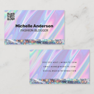 Rainbow Liquid   Glitter Shine   QR code Business Card