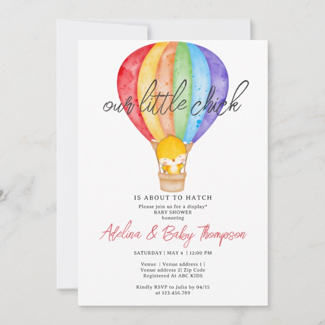 Rainbow Little Chick About To Hatch Baby Shower Invitation (Front)