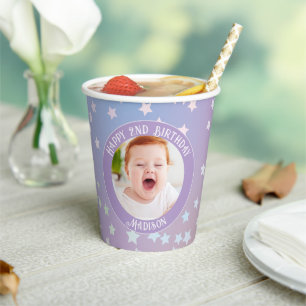 Rainbow Little Stars Kids Photo Birthday Party Paper Cups