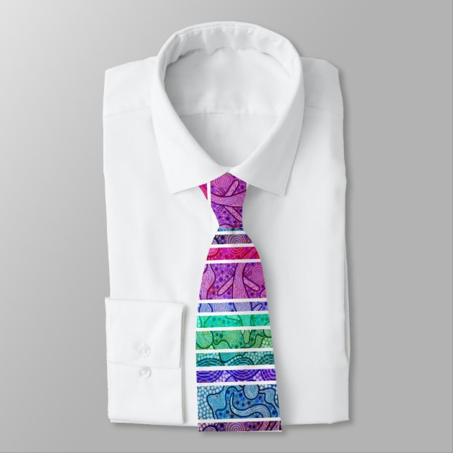Rainbow Lizard Aboriginal Tie (Tied)