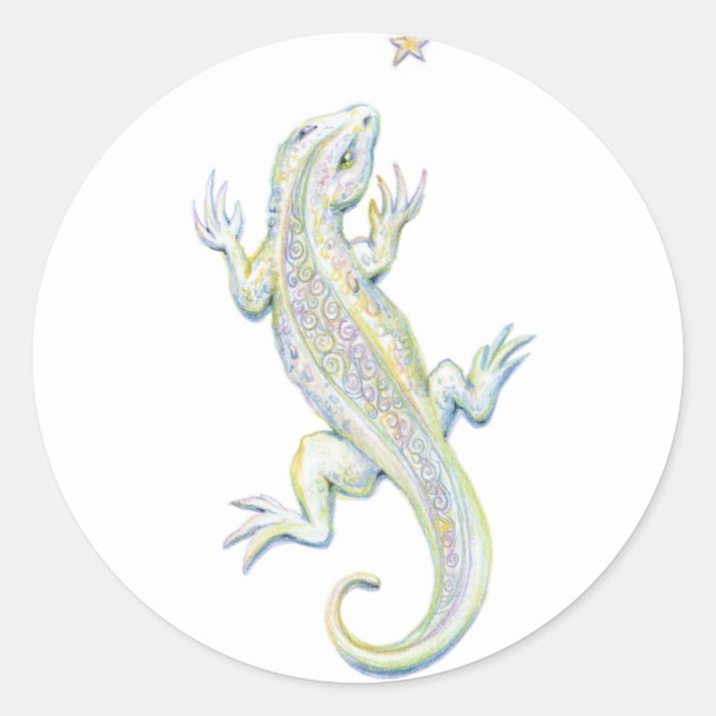 Rainbow Lizard Classic Round Sticker (Front)