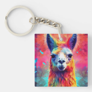 Rainbow Llama Keychain