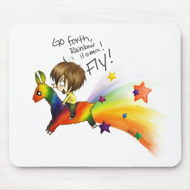 Rainbow Llama Mouse Pad (Front)