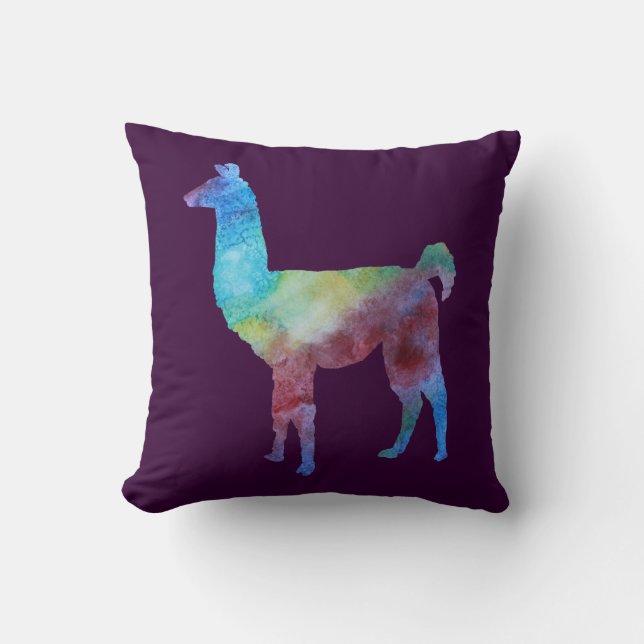 Rainbow Llamas Throw Pillow (Front)