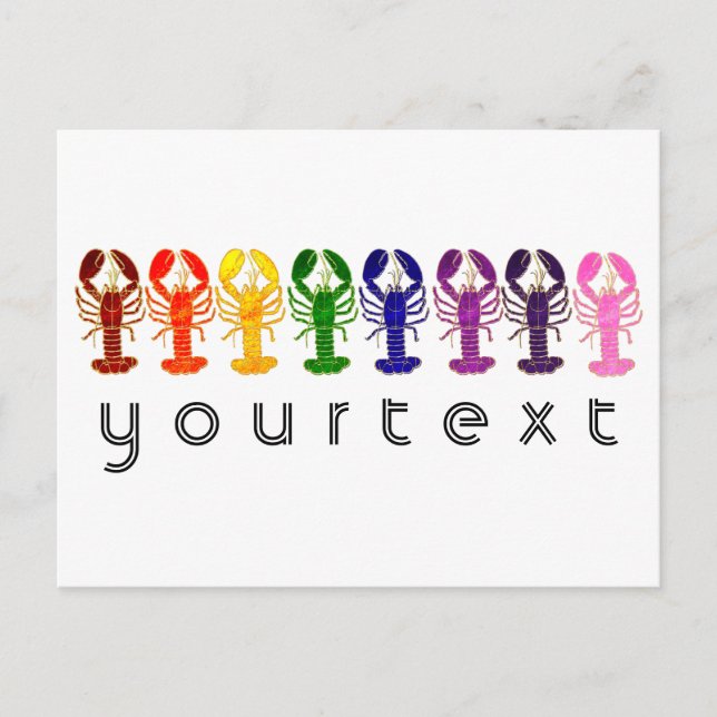 Rainbow Lobsters Your Text Postcard (Front)
