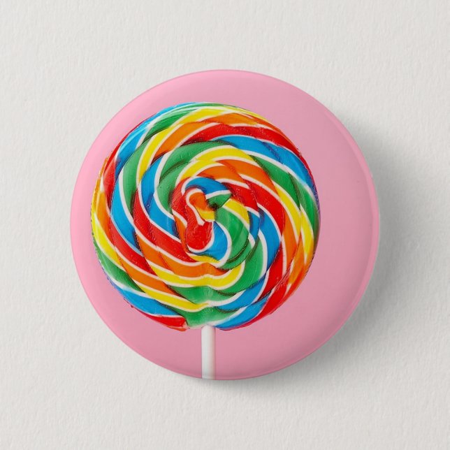 Rainbow Lollipop 2 Inch Round Button (Front)