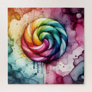 Rainbow Lollipop Alcohol Ink Jigsaw Puzzle