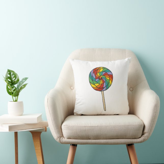 Rainbow Lollipop Sweet Lolly Lollies Candy Pride Throw Pillow (Chair)
