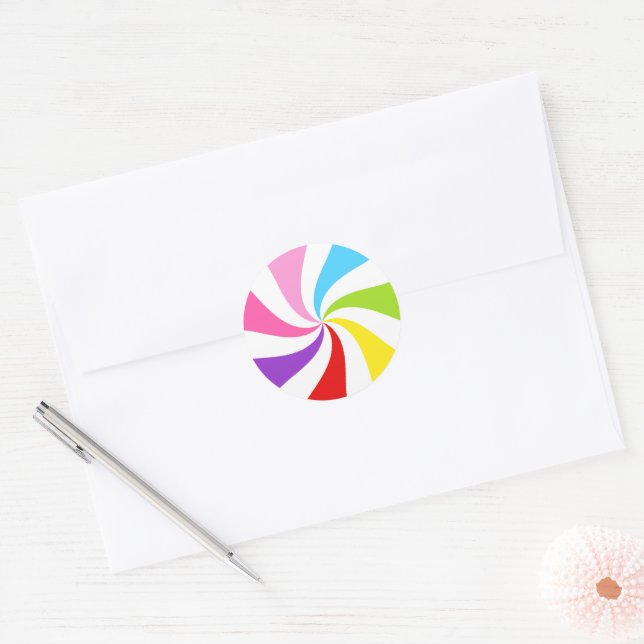 Rainbow Lollipop Swirl Circle Party Stickers (Envelope)