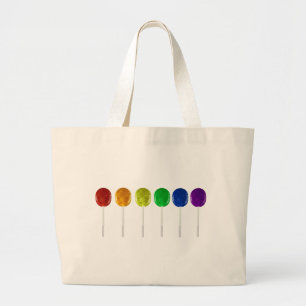 Rainbow Lollipops Large Tote Bag