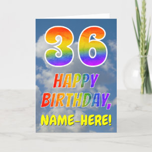 Rainbow Look "36" & "HAPPY BIRTHDAY", Clouds, Sky Card