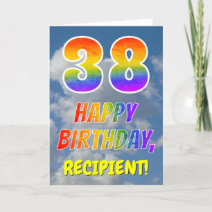 Rainbow Look "38" & "HAPPY BIRTHDAY", Clouds, Sky Card