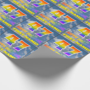 Rainbow Look "47" & "HAPPY BIRTHDAY", Clouds, Sky Wrapping Paper