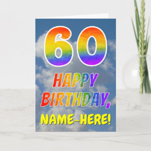 Rainbow Look "60" & "HAPPY BIRTHDAY", Clouds, Sky Card