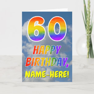 Rainbow Look "60" & "HAPPY BIRTHDAY", Clouds, Sky Card