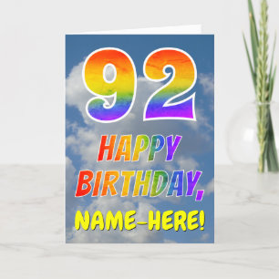 Rainbow Look "92" & "HAPPY BIRTHDAY", Clouds, Sky Card
