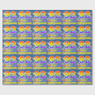 Rainbow Look "92" & "HAPPY BIRTHDAY", Clouds, Sky Wrapping Paper