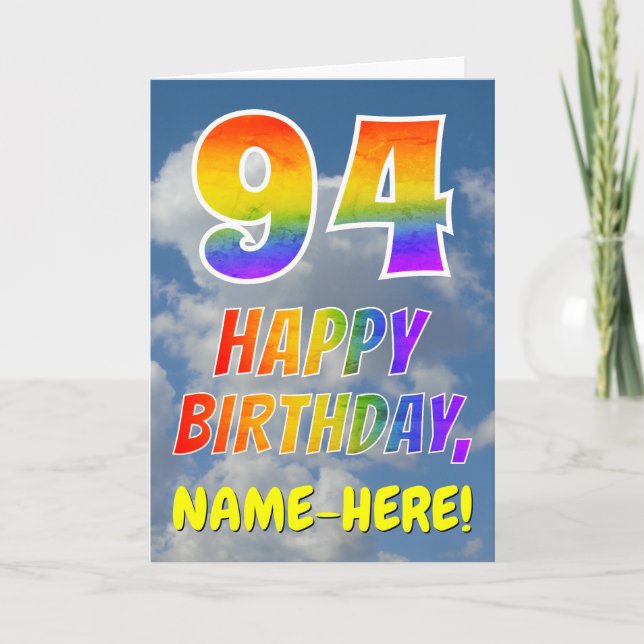 Rainbow Look "94" & "HAPPY BIRTHDAY", Clouds, Sky Card (Front)
