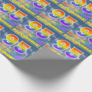 Rainbow Look "95" & "HAPPY BIRTHDAY", Clouds, Sky Wrapping Paper