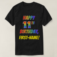Rainbow Look HAPPY 11TH BIRTHDAY + Custom Name