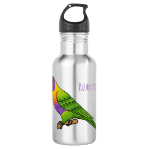 Rainbow lorikeet bird cartoon illustration 532 ml water bottle