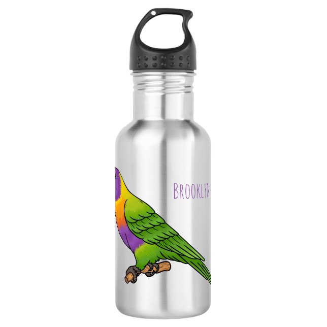Rainbow lorikeet bird cartoon illustration  532 ml water bottle (Front)