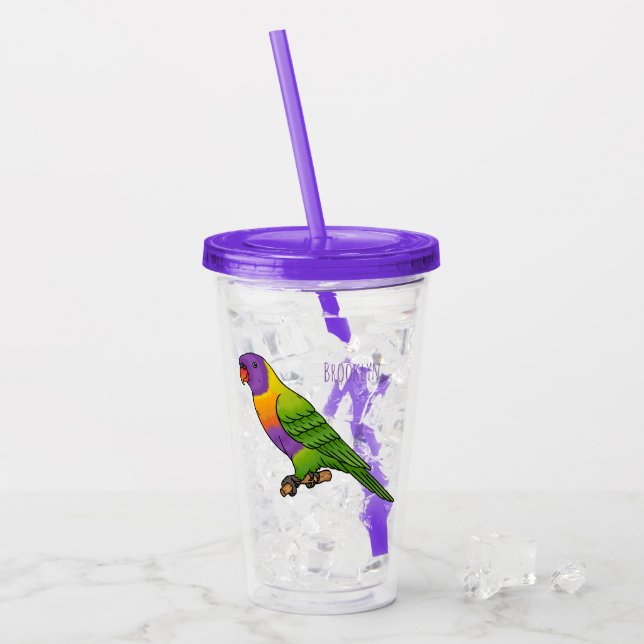 Rainbow lorikeet bird cartoon illustration  acrylic tumbler (Front Ice)