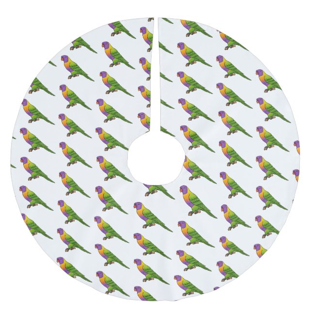 Rainbow lorikeet bird cartoon illustration  brushed polyester tree skirt (Front)