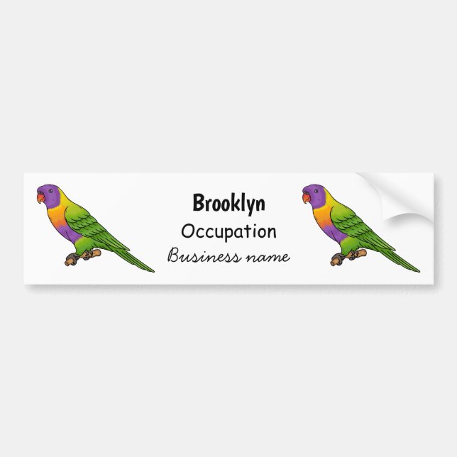 Rainbow lorikeet bird cartoon illustration  bumper sticker (Front)