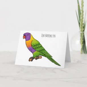 Rainbow lorikeet bird cartoon illustration  card