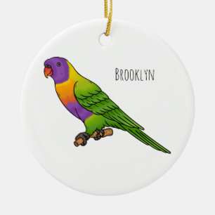 Rainbow lorikeet bird cartoon illustration  ceramic ornament
