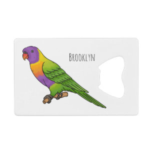 Rainbow lorikeet bird cartoon illustration  credit card bottle opener