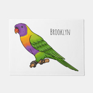 Rainbow lorikeet bird cartoon illustration doormat
