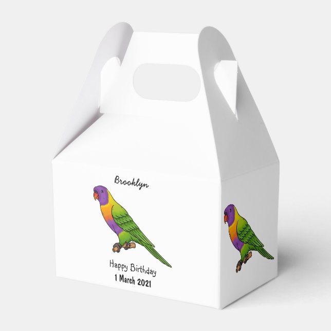 Rainbow lorikeet bird cartoon illustration favor box (Front Side)