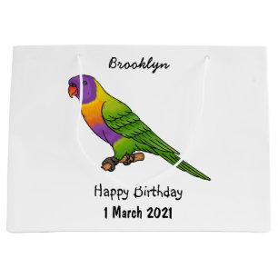 Rainbow lorikeet bird cartoon illustration  large gift bag