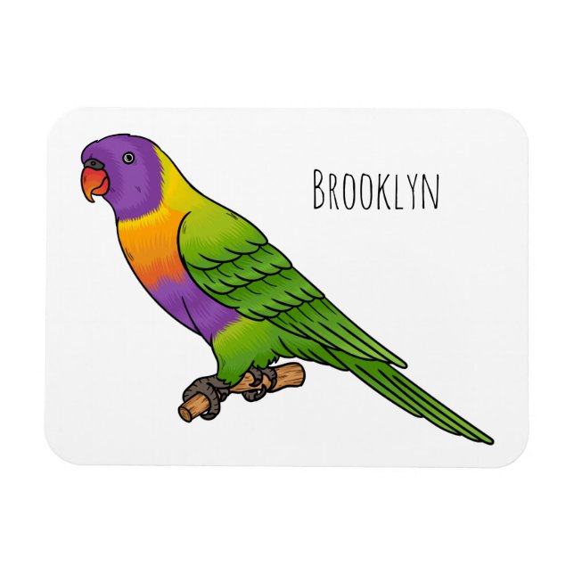 Rainbow lorikeet bird cartoon illustration magnet (Horizontal)