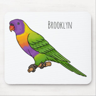 Rainbow lorikeet bird cartoon illustration mouse pad