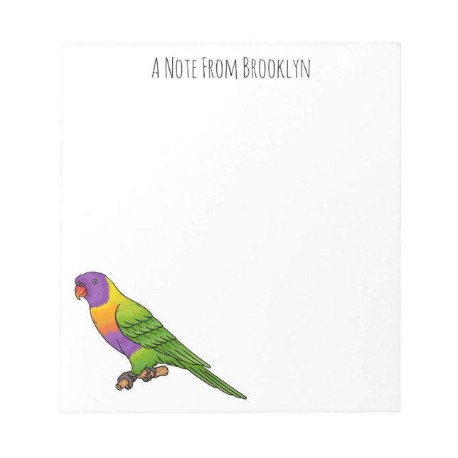 Rainbow lorikeet bird cartoon illustration notepad (Front)
