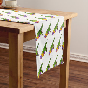 Rainbow lorikeet bird cartoon illustration short table runner