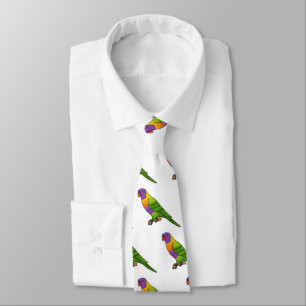 Rainbow lorikeet bird cartoon illustration  tie