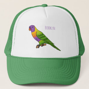 Rainbow lorikeet bird cartoon illustration trucker hat