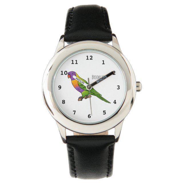 Rainbow lorikeet bird cartoon illustration  watch (Front)